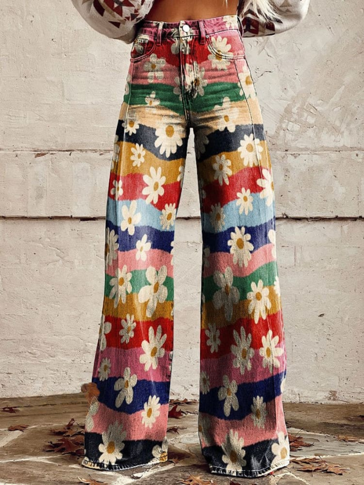 DANIELLE | RETRO WIDE-LEG FLORAL PANTS