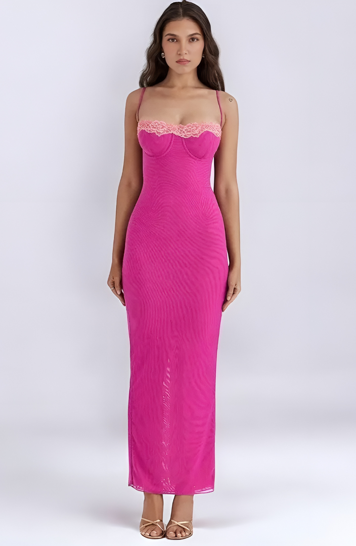 Delphine | Stretch Maxi Dress - Pink