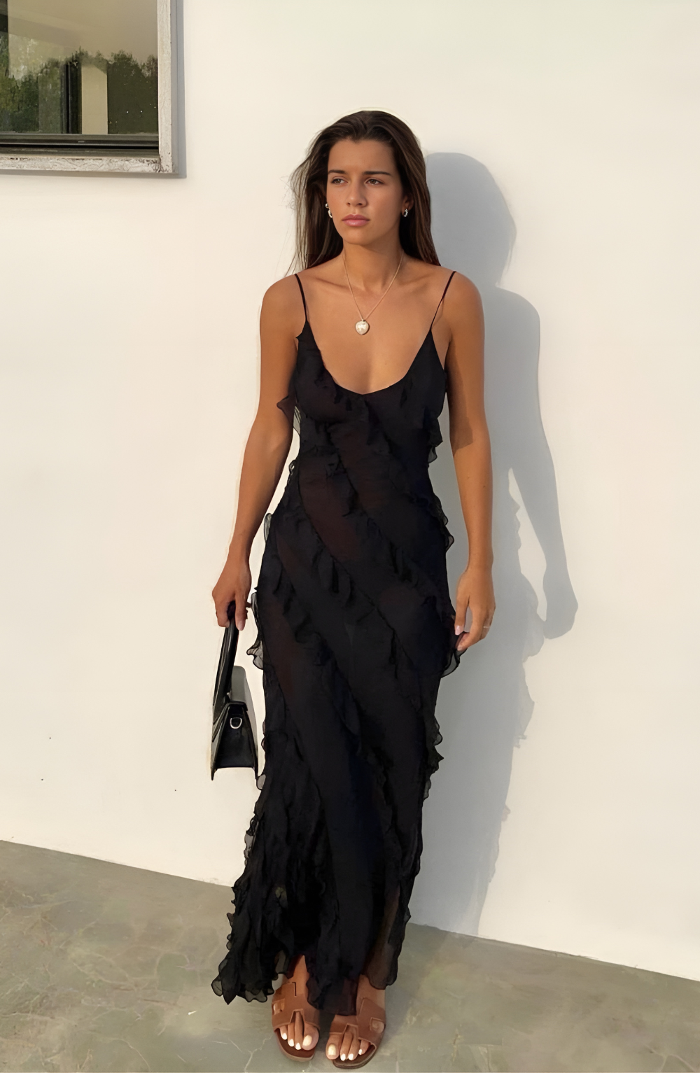 Zara | Ruffled Maxi Dress - Black