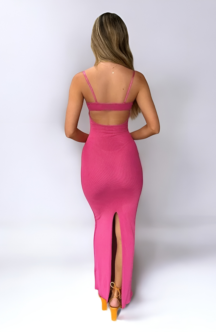 Delphine | Stretch Maxi Dress - Pink/Orange