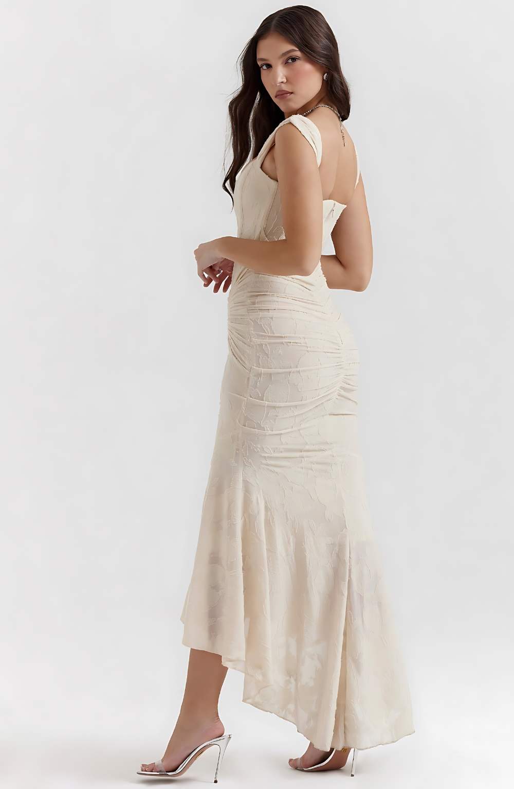 Zoey | Elegant Waist Dress - Beige