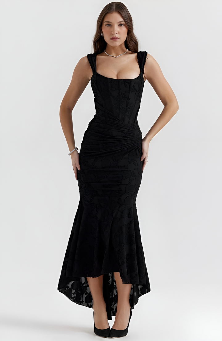 Zoey | Elegant Waist Dress - Black