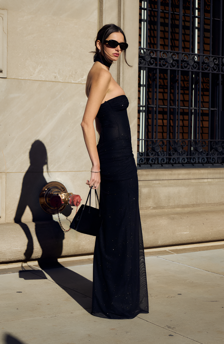 Celesta | Elegant Shimmer Dress - Black