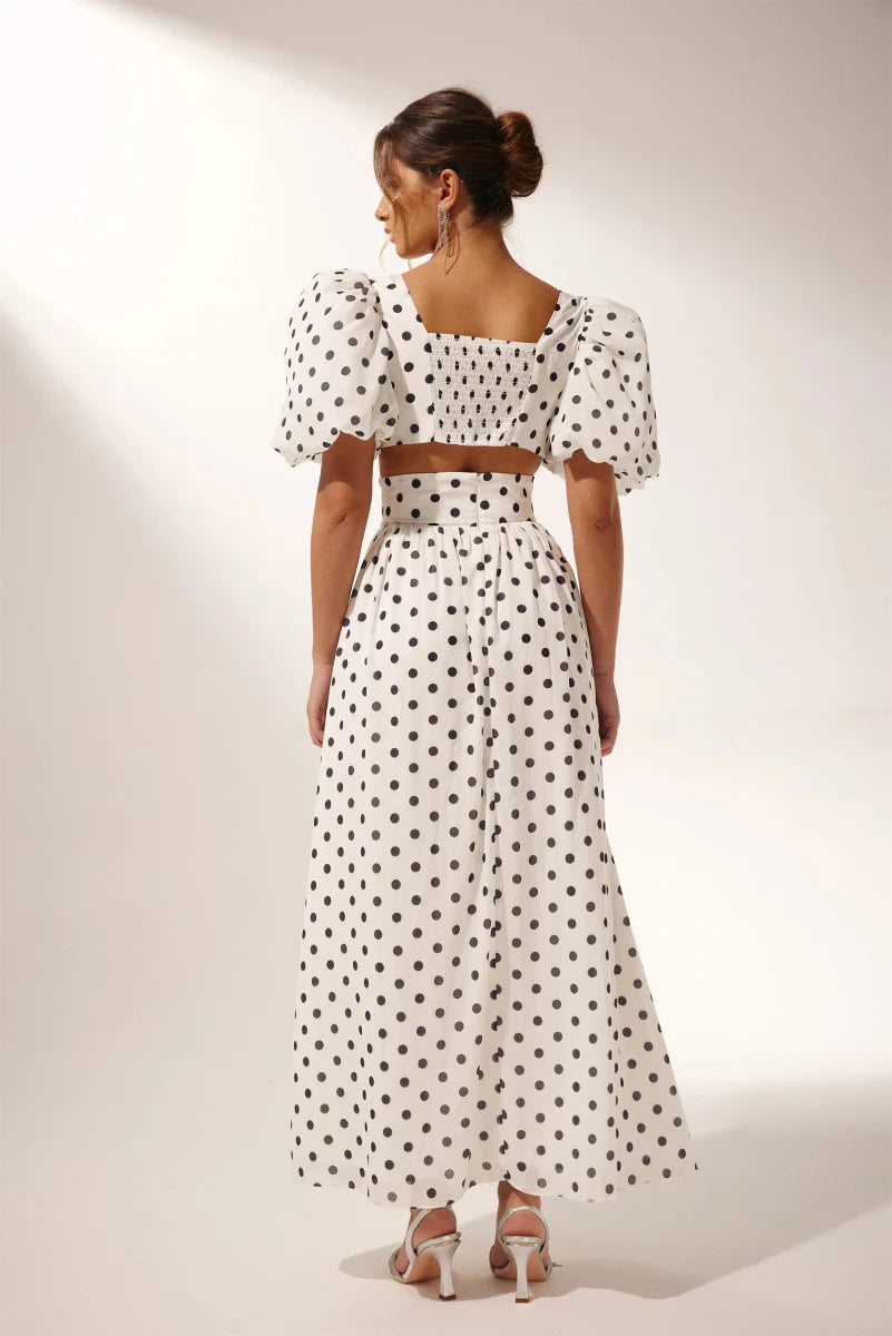 Ellie | Polkadot Skirt Set White