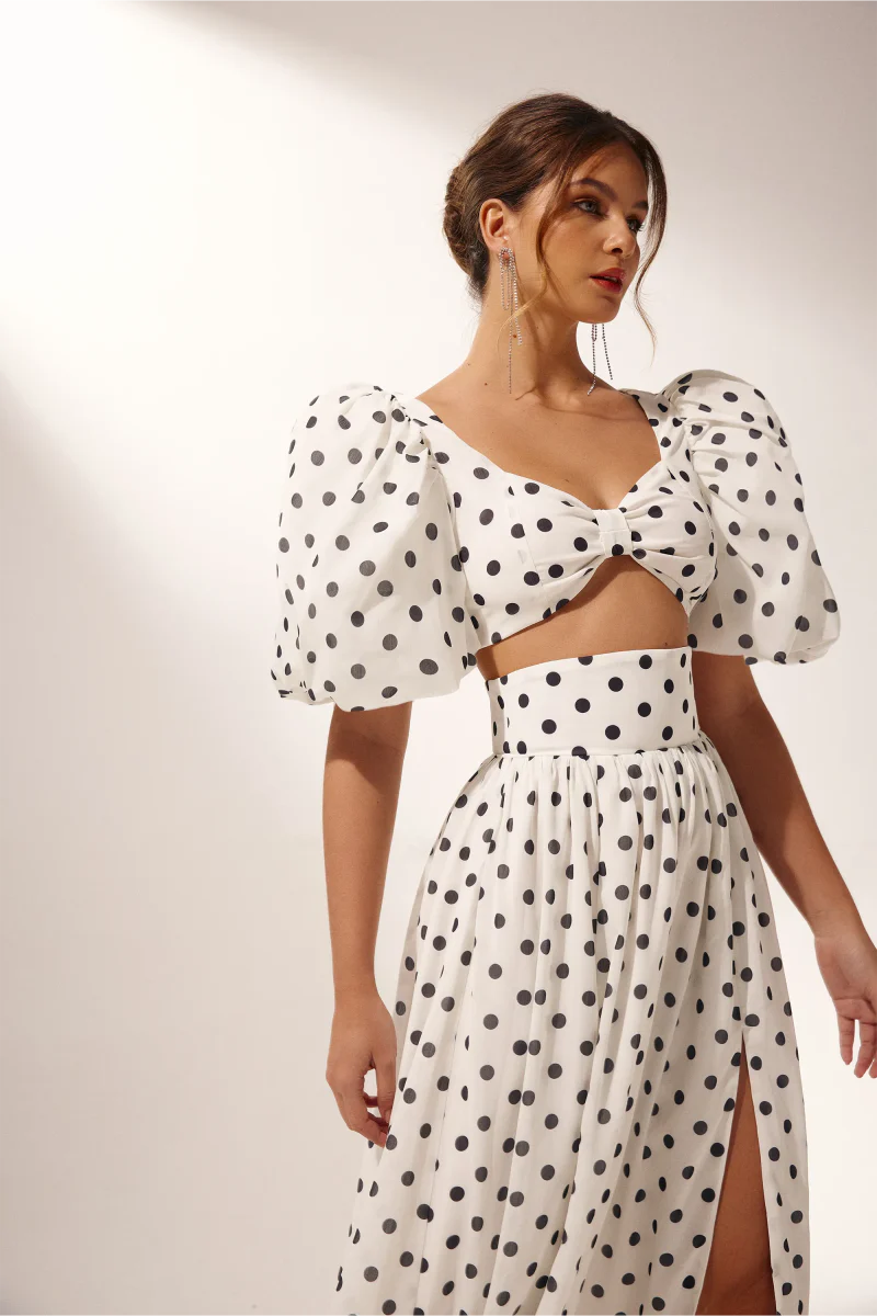 Ellie | Polkadot Skirt Set White