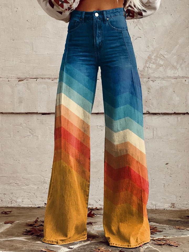 CATERINA | RETRO WIDE-LEG CHEVRON PANTS